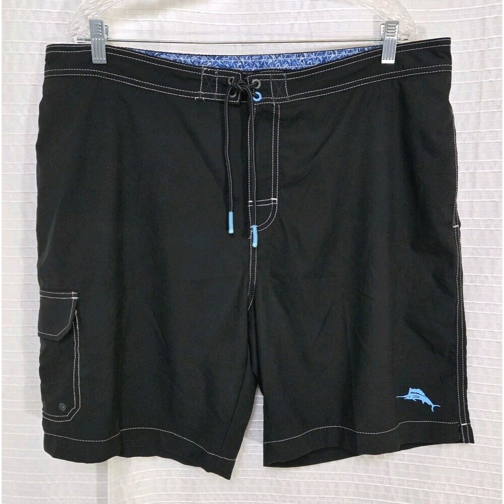 Tommy Bahama Board Shorts Men's XXL (40x8.5) Navy Swim Cargo Pocket